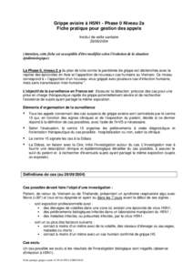 Définition de cas humain d’une infection aviaire H5N1