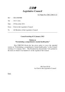 立法會 Legislative Council LC Paper No. CB[removed]Ref  : CB(3)/M/MM