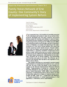 This document was peer reviewed through the NWI.  Supporting Wraparound Implementation: Chapter 5b.2 Family Voices Network of Erie County: One Community’s Story