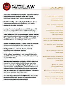 at a glance Areas of focus: business & emerging enterprises, international, intellectual property, environmental, immigration, human rights, criminal, constitutional, family, tax, dispute resolution, experiential learnin