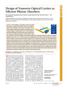 Sun-Kyung Kim,† Kyung-Deok Song,‡ Thomas J. Kempa,§ Robert W. Day,§ Charles M. Lieber,§,^,* and Hong-Gyu Park‡,* ARTICLE  Design of Nanowire Optical Cavities as