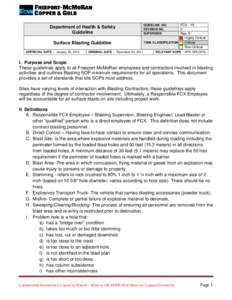 Department of Health & Safety Guideline Surface Blasting Guideline APPROVAL DATE – January 29, 2013  ORIGINAL DATE – November 30, 2011