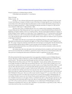 Southern Campaign American Revolution Pension Statements & Rosters Pension Application of William Benson W5218 Transcribed and annotated by C. Leon Harris State of Georgia Wilkes County SS On this 11th day of March 1853 