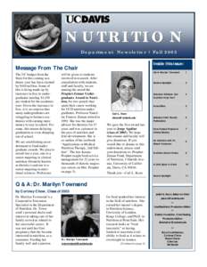 NUTRITION Department Newsletter | Fall[removed]Inside this issue: Message From The Chair The UC budget from the