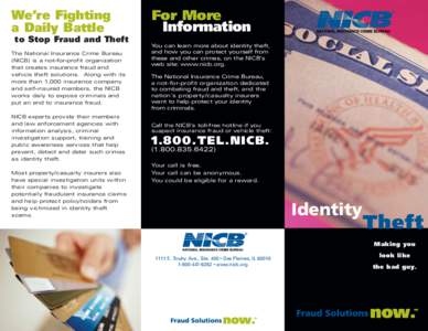 We’re Fighting a Daily Battle to Stop Fraud and Theft The National Insurance Crime Bureau (NICB) is a not-for-profit organization that creates insurance fraud and