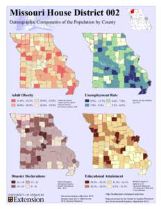 Missouri House District 002  Demographic Components of the Population by County Adult Obesity 31.0% - 34.2%