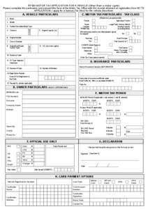 RF100 MOTOR TAX APPLICATION FOR A VEHICLE (Other than a motor cycle)