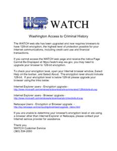 Washington Access To Criminal History - WATCH