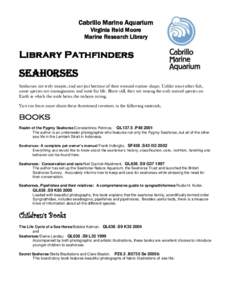 Cabrillo Marine Aquarium Virginia Reid Moore Marine Research Library Library Pathfinders