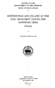 Constitution and Bylaws of the Fort McDermitt Paiute and Shoshone Tribe