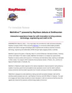 Raytheon Company Global Headquarters Waltham, Mass. Media Contacts Kristyn Lao Raytheon Company