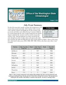 !  ! Office of the Washington State ! Climatologist! August 7, 2015