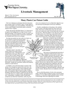 Livestock Management Robert E. Pitts, Veterinarian WVU Extension Service May 2003