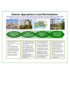 Greener Approaches in Land Revitalization Opportunities to conserve resources, reduce impacts to the community, and reduce impacts on human health and the environment in order to maximize the benefits associated with a l