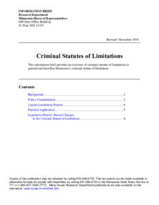 Criminal Statute of Limitations