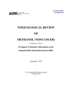 Toxicological Review of Methanol (Noncancer) - September[removed]NO APPENDICES)