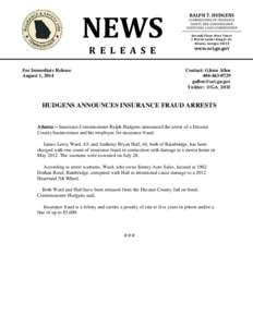 NEWS R E L E A S E For Immediate Release August 1, 2014