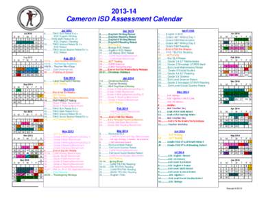 [removed]Cameron ISD Assessment Calendar Jul 2013 S  M