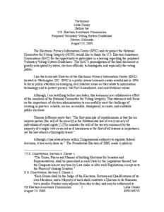 Testimony Lillie Coney Before the U.S. Election Assistance Commission Proposed Voluntary Voting System Guidelines Denver, Colorado