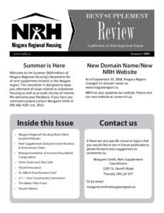 RENT SUPPLEMENT  Review A publication for Rent Supplement Tenants www.nrh.ca