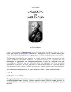 return to updates  UNLOCKING the LAGRANGIAN