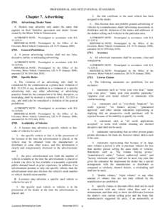 PROFESSIONAL AND OCCUPATIONAL STANDARDS 2. the title certificate to the used vehicle has been assigned to the dealer. Chapter 7. Advertising §701.