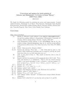 Corrections and updates for sixth printing of Osborne and Rubinstein’s “A Course in Game Theory” (MIT Press, [removed]We thank the following people for pointing out errors and improvements: Lorand Ambrus-Lak