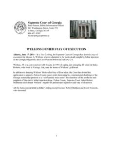 Carol W. Hunstein / Robert Benham / Georgia Diagnostic and Classification State Prison / Lethal injection / Georgia / Capital punishment / Supreme Court of Georgia