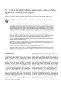 Revision in the diprotodontid marsupial genus Neohelos: Systematics and biostratigraphy KAREN H. BLACK, MICHAEL ARCHER, SUZANNE J. HAND, and HENK GODTHELP