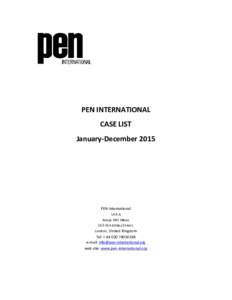 PEN INTERNATIONAL CASE LIST January-December 2015 PEN International Unit A