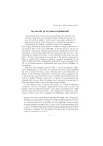 c Peter King 1997, all rights reserved. THE FAILURE OF OCKHAM’S NOMINALISM* I do hold this, that no universal, unless perhaps it is universal by a voluntary agreement, is something existing outside the soul in any