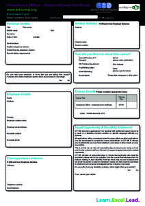 Compliance Officer - Advanced Level Certificate www.int-comp.org Enrolment Form  Please complete in block capitals