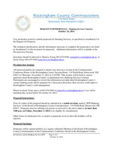 Rockingham County Commissioners 119 North Road Brentwood, New Hampshire[removed]REQUEST FOR PROPOSALS – Banking Services Contract