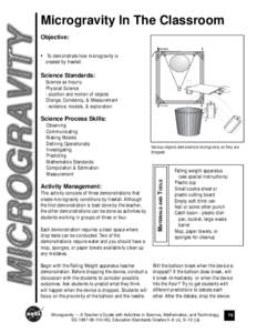 Microgravity In The Classroom Objective: Screws • To demonstrate how microgravity is created by freefall.