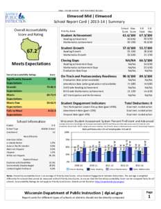 FINAL - SECURE REPORT - NOT FOR PUBLIC RELEASE  Elmwood Mid | Elmwood School Report Card |  | Summary Overall Accountability Score and Rating