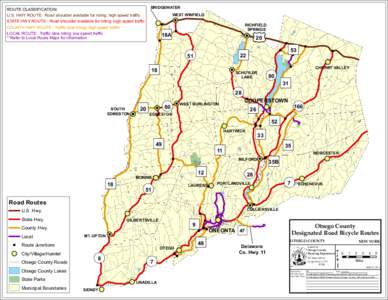BRIDGEWATER  ROUTE CLASSIFICATION: U.S. HWY ROUTE: Road shoulder available for riding, high speed traffic STATE HWY ROUTE: Road shoulder available for riding, high speed traffic COUNTY. HWY ROUTE: Traffic lane riding, hi