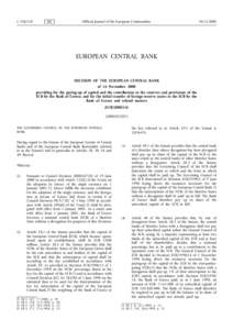 Decision of the ECB of 16 November 2000 for the paying-up of capital & contribution to reserves & provisions of the ECB by the Bank of Greece, and for the initial transfer of foreign-reserve assets to the ECB by 