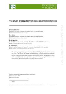 The gluon propagator from large asymmetric lattices  Department of Physics, University of Coimbra, [removed]Coimbra, Portugal