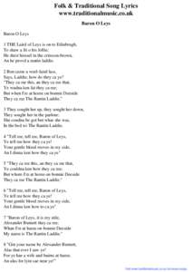 Folk & Traditional Song Lyrics - Baron O Leys