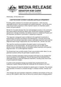 Media Release template - Minister Carr