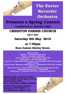 The Exeter Recorder Orchestra Presents a Spring Concert Conducted by Andrew Collis