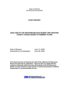 ANALYSIS OF THE WESTERN MOJAVE DESERT AND VENTURA COUNTY 8-HOUR OZONE ATTAINMENT PLANS