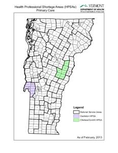 Vernont Health Professional Shortage Areas Primary Care