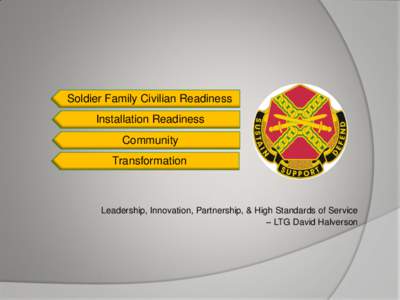 Soldier Family Civilian Readiness  Installation Readiness Community Transformation