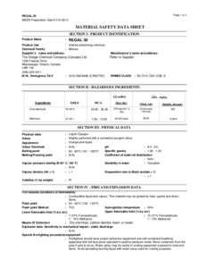 Page 1 of 4  REGAL 30 MSDS Preparation Date:MATERIAL SAFETY DATA SHEET