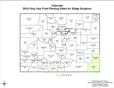 Colorado 2014 Crop Year Final Planting Dates for Silage Sorghum MOFFAT 081