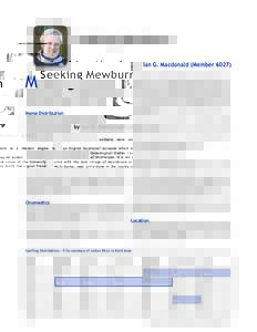 Seeking Mewburn by Ian G. Macdonald (MemberM  ewburns were central to a Masters degree in