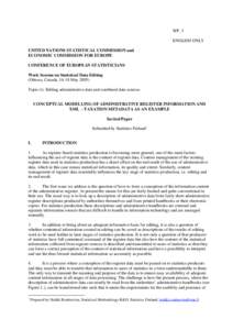 WP. 3 ENGLISH ONLY UNITED NATIONS STATISTICAL COMMISSION and ECONOMIC COMMISSION FOR EUROPE CONFERENCE OF EUROPEAN STATISTICIANS Work Session on Statistical Data Editing