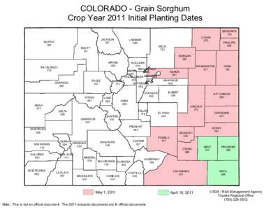 COLORADO - Grain Sorghum Crop Year 2011 Initial Planting Dates JACKSON 057  MOFFAT