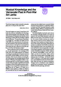 Musical Knowledge and the Vernacular Past in Post-War Sri Lanka Jim Sykes  King’s College London